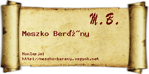 Meszko Berény névjegykártya